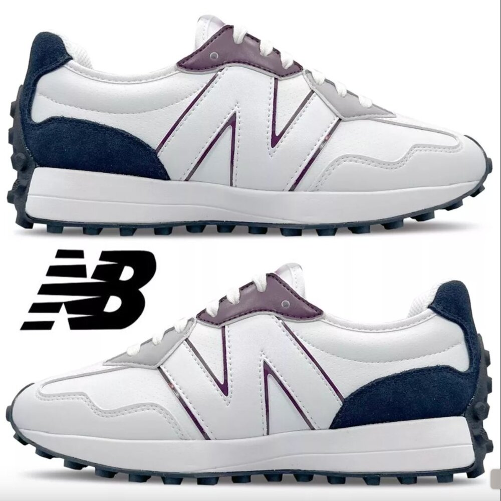 New Balance 327 Women's Sneakers Shoes Golf Leather White Navy Plumb size 10